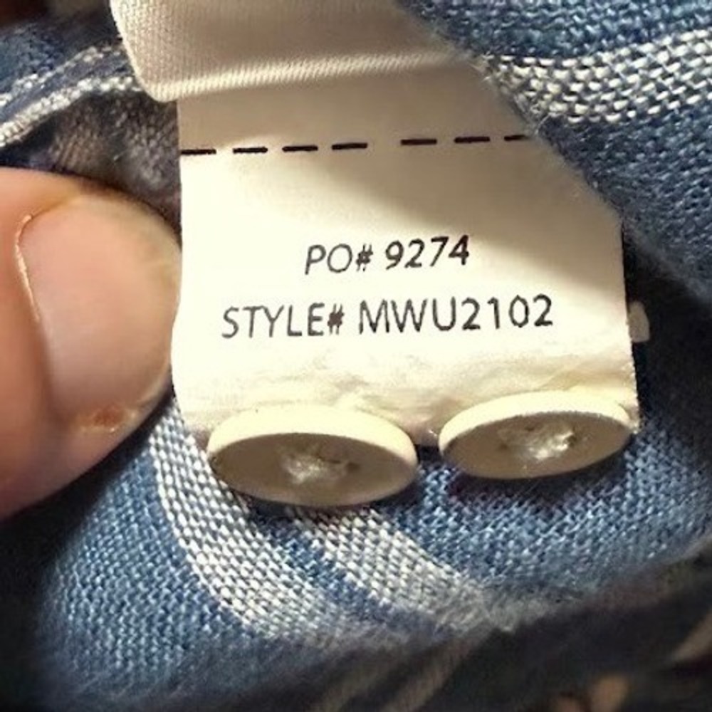 Faherty Brand Mens Blue White Plaid 100% Linen Button Down Shirt Large - Picture 6 of 7